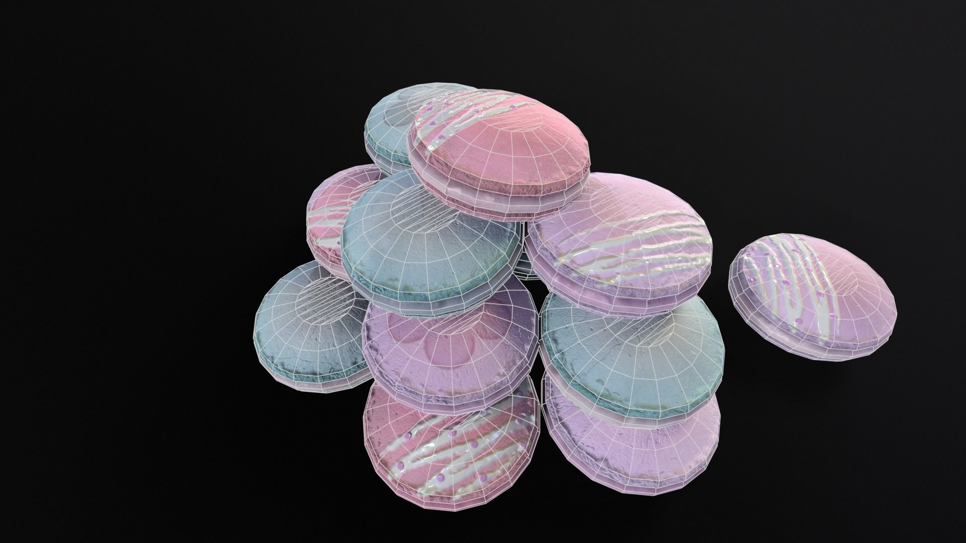 Macarons Low-poly 3D model_15