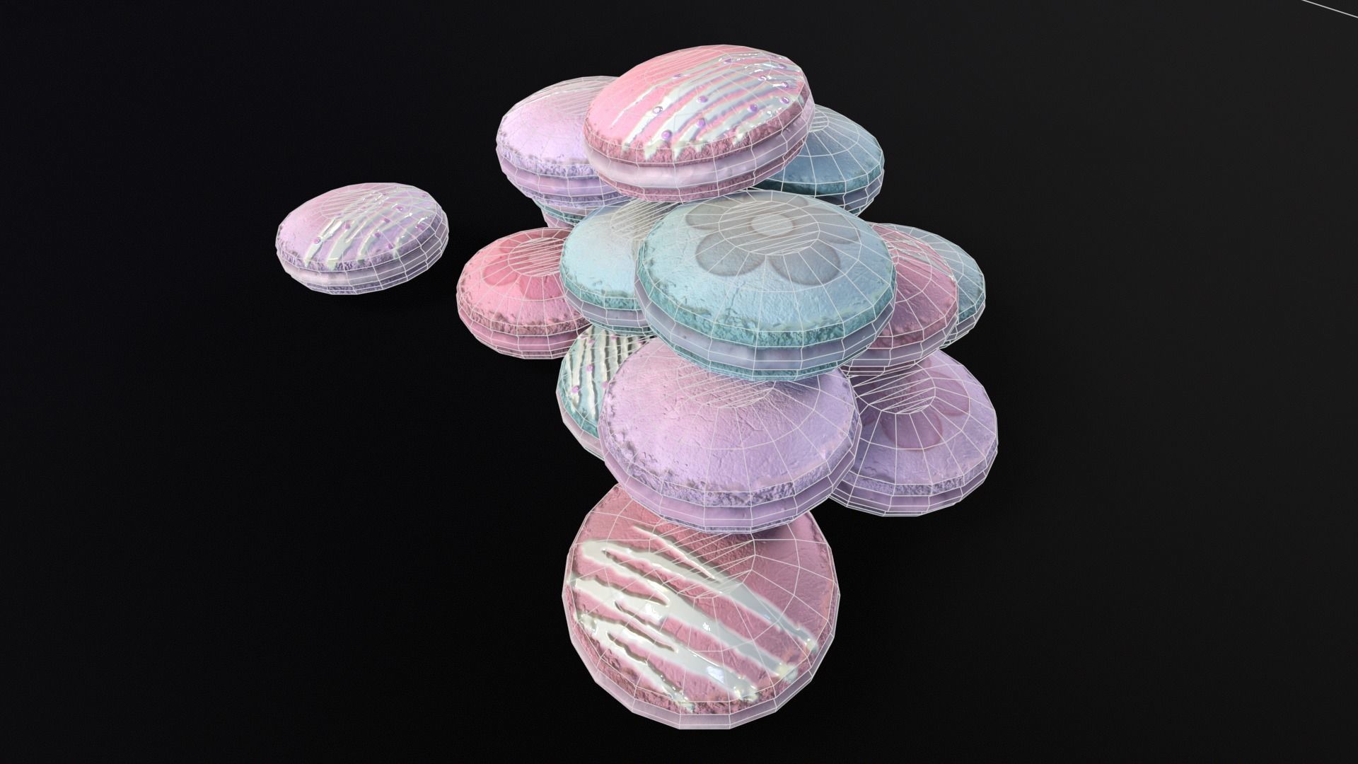 Macarons Low-poly 3D model_9