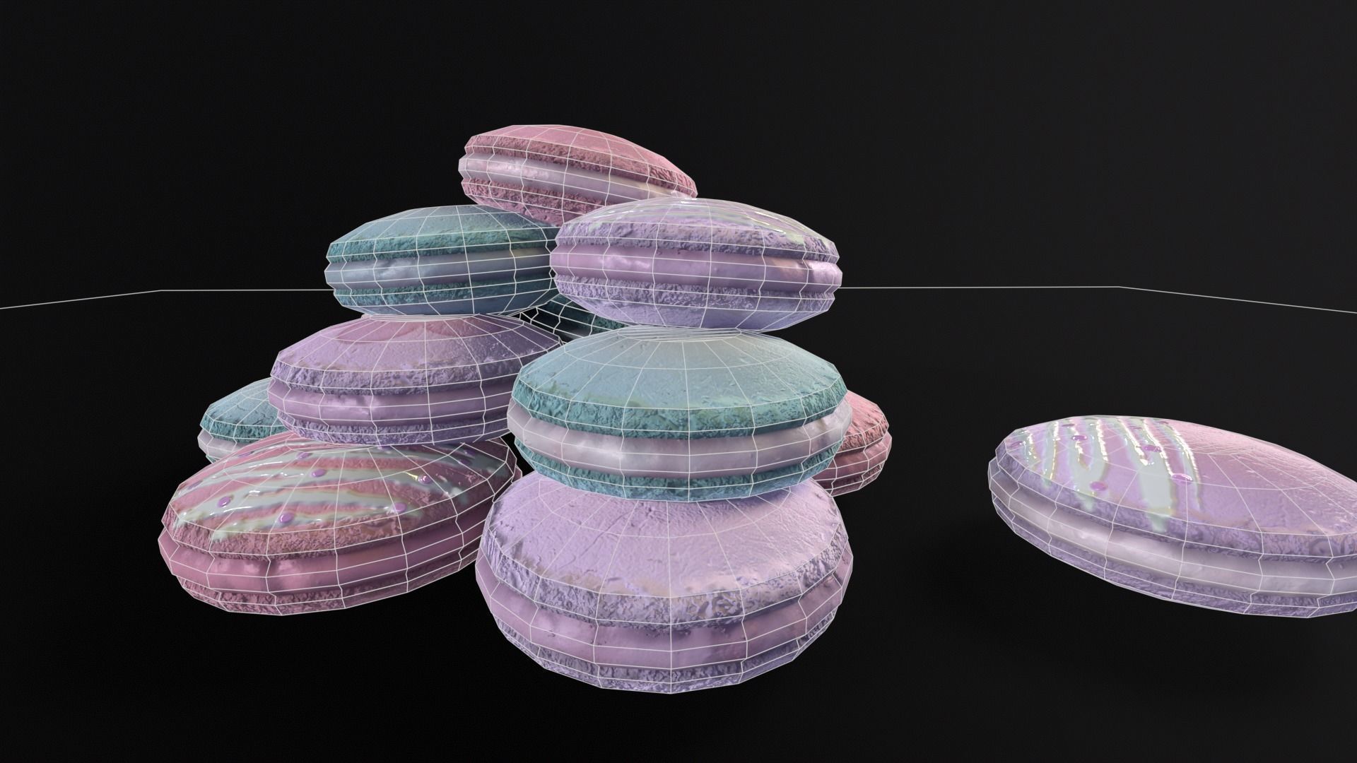 Macarons Low-poly 3D model_17