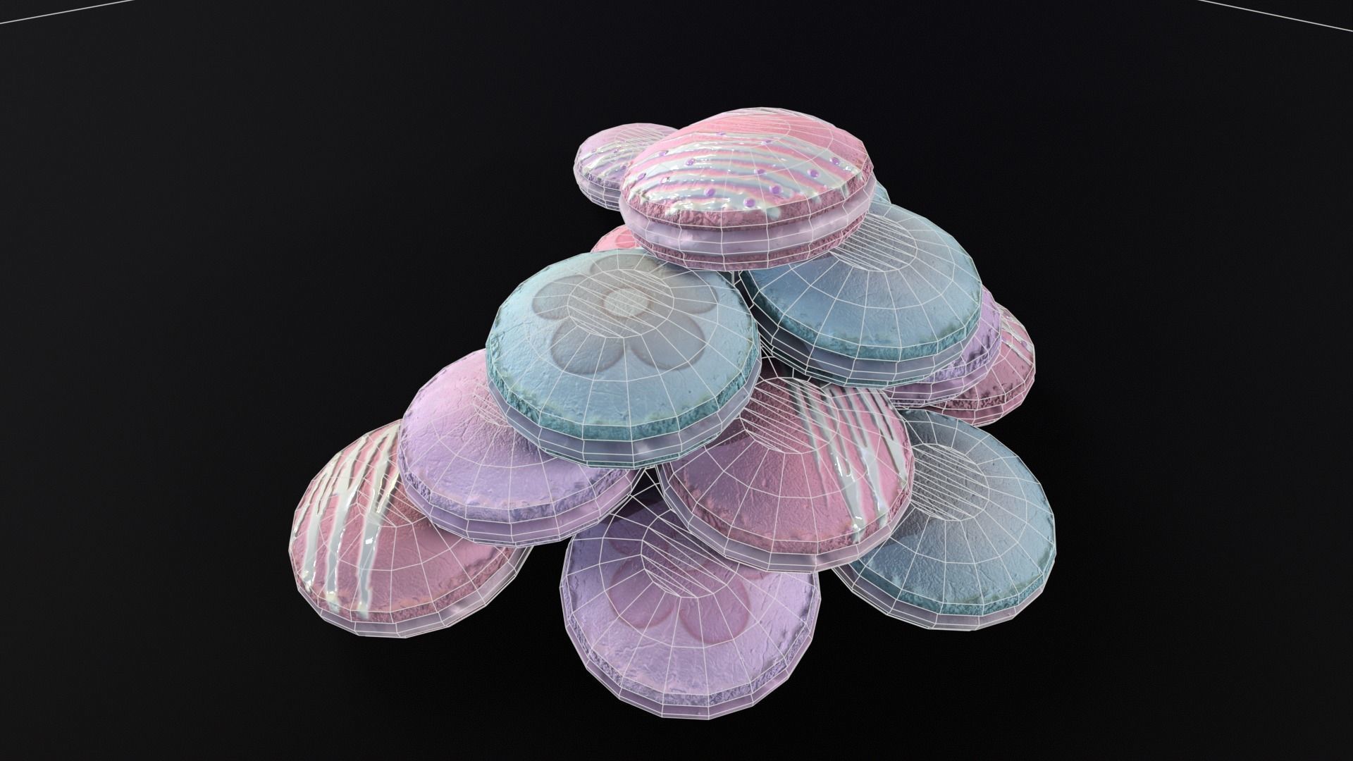 Macarons Low-poly 3D model_11