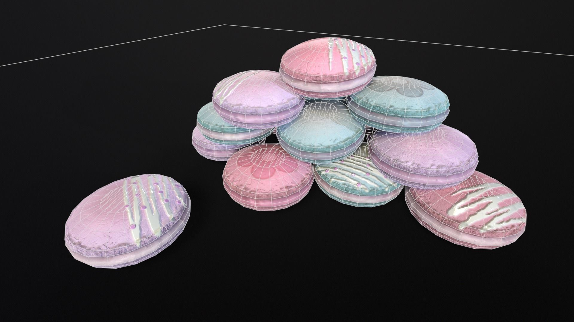 Macarons Low-poly 3D model_3