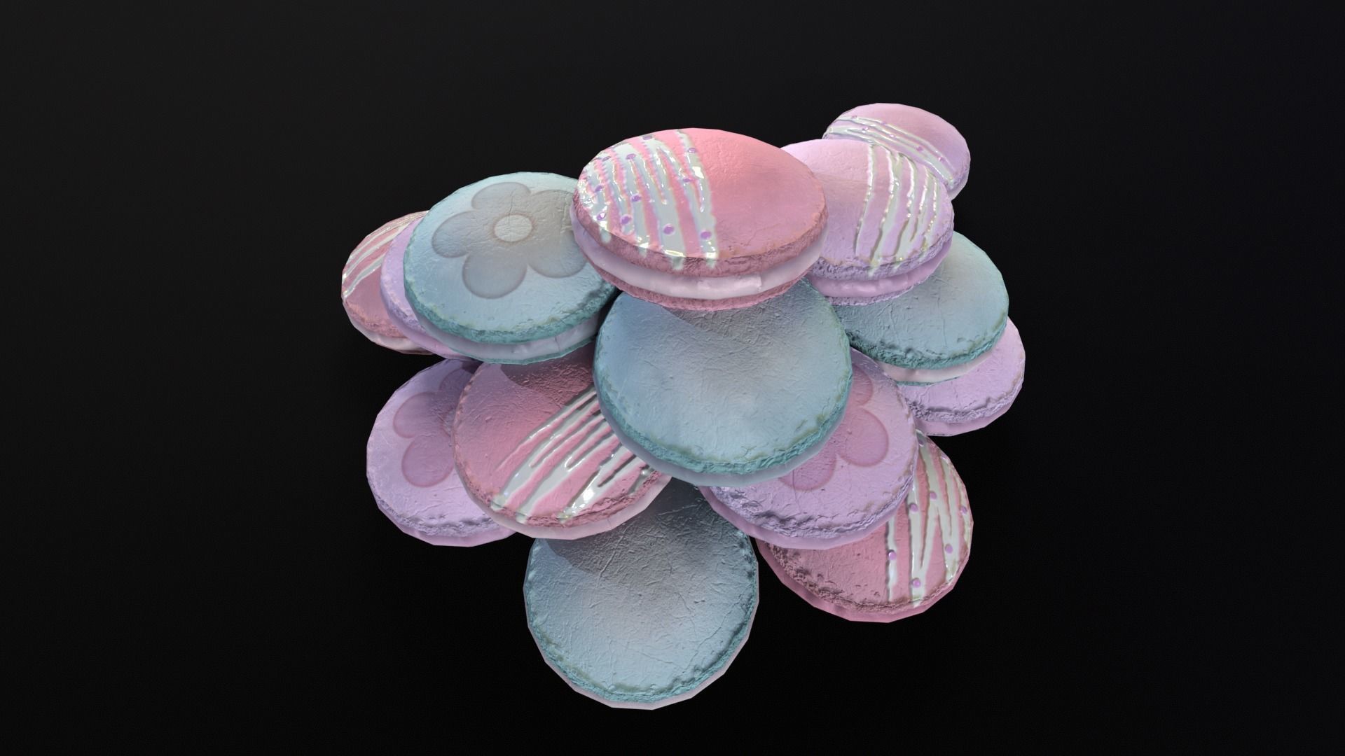Macarons Low-poly 3D model_12