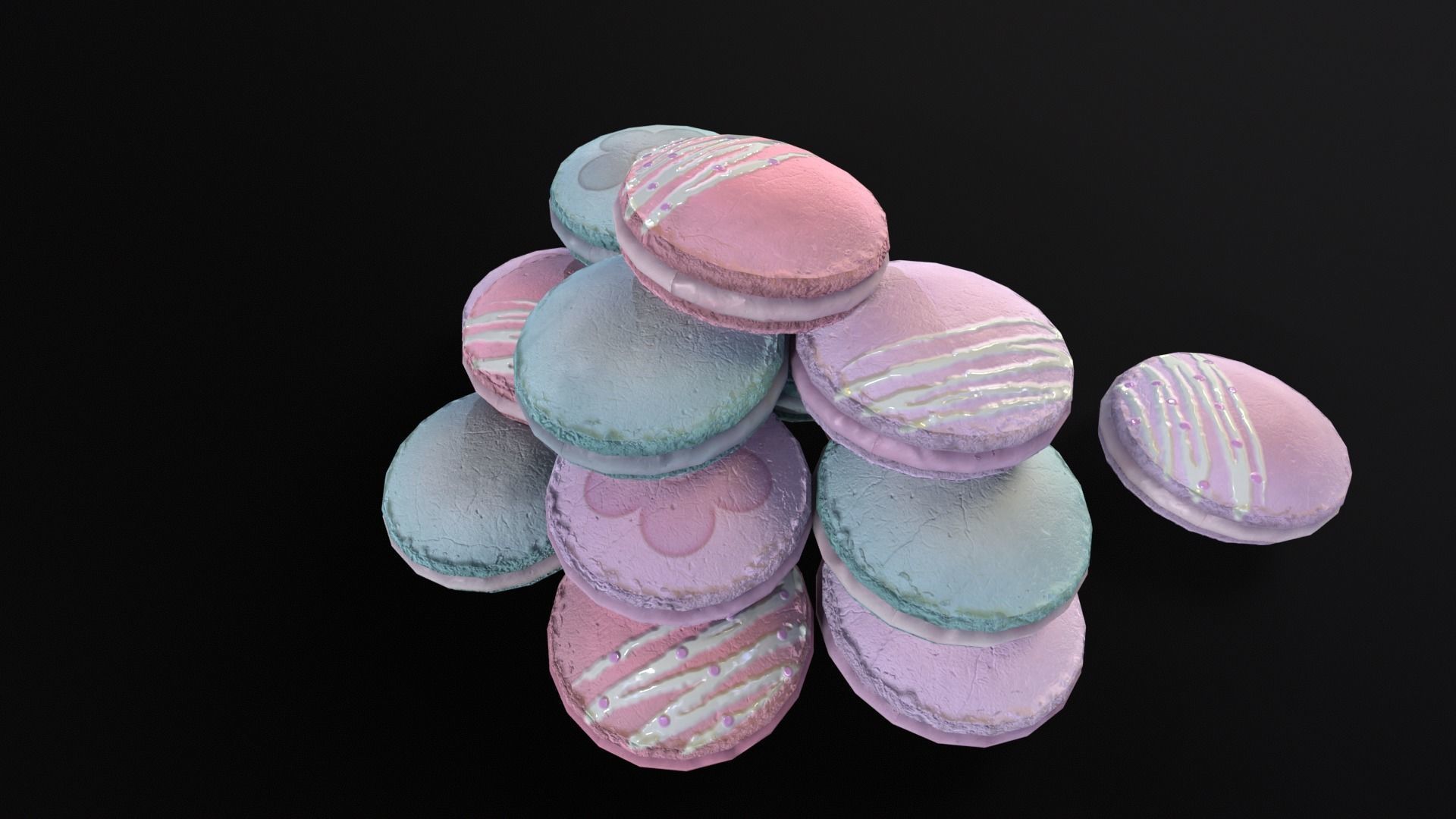 Macarons Low-poly 3D model_14