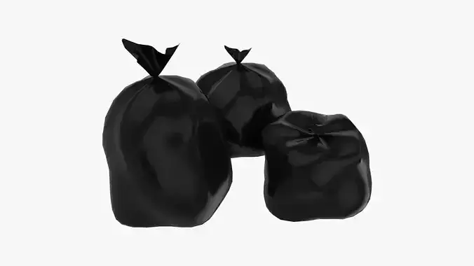 Tied Closed Black Plastic Trash Rubbish Garbage Bags