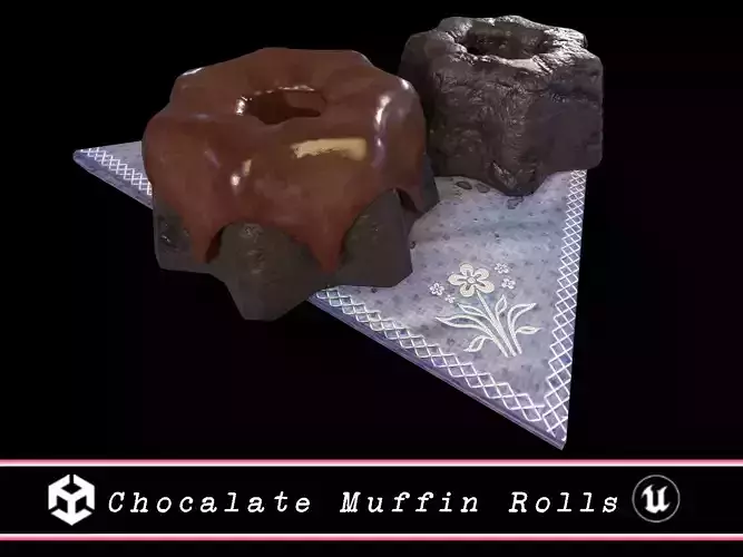 Chocolate Muffin Rolls Low-poly 3D model