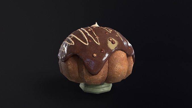 Chocolate Round Cake Low-poly 3D model 2