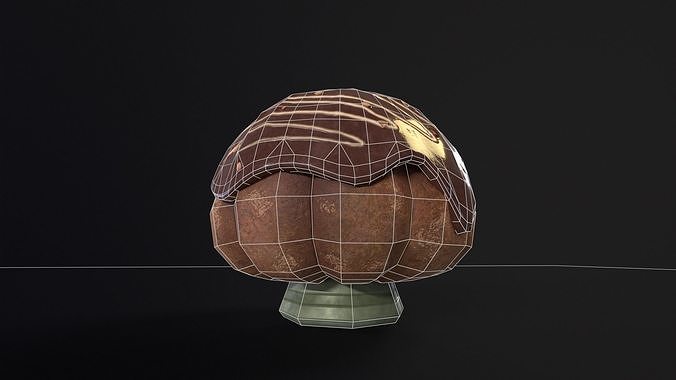Chocolate Round Cake Low-poly 3D model 5