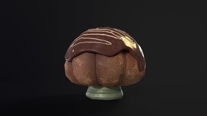 Chocolate Round Cake Low-poly 3D model 4