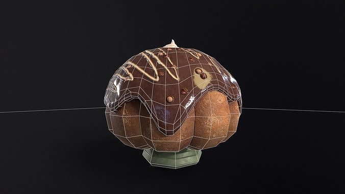 Chocolate Round Cake Low-poly 3D model 3