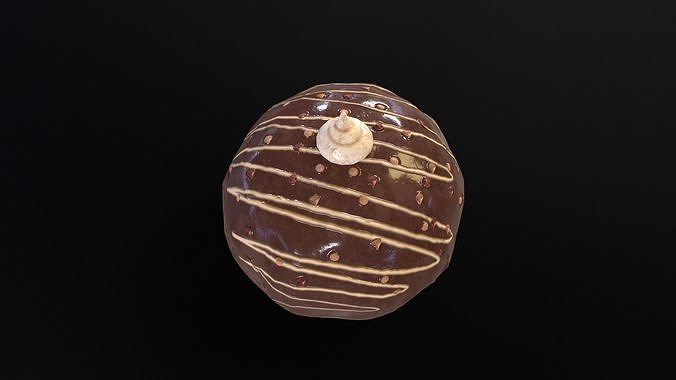 Chocolate Round Cake Low-poly 3D model 6
