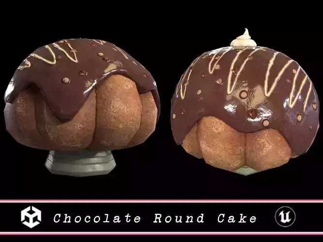 Chocolate Round Cake Low-poly 3D model