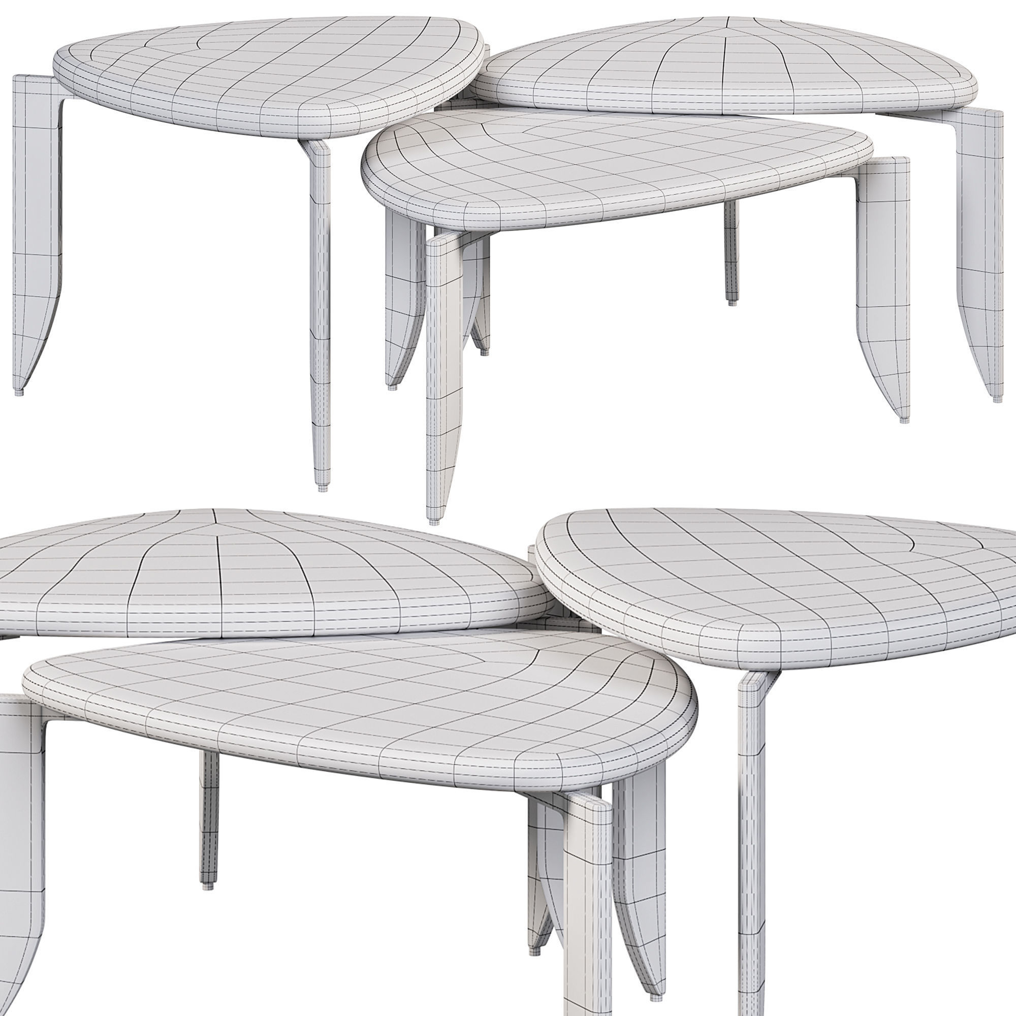 Gray Marble Coffee Table by oroa 3D model_2