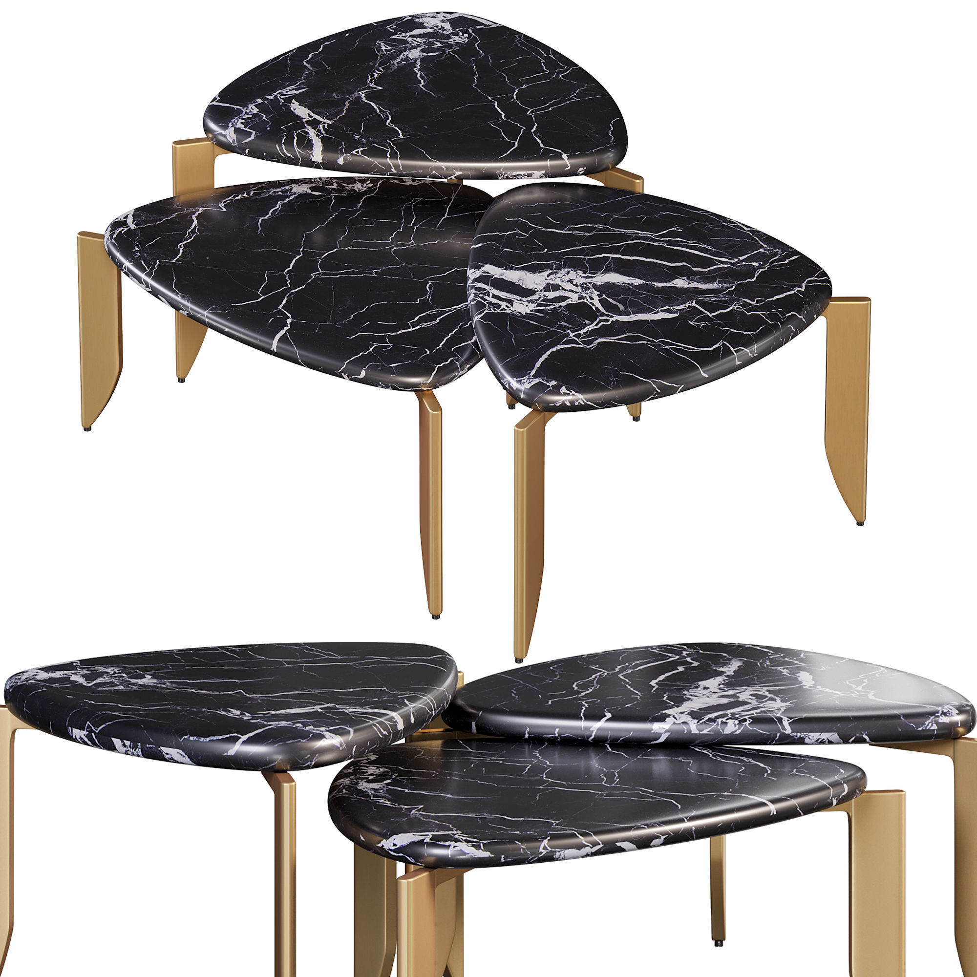 Gray Marble Coffee Table by oroa 3D model_1