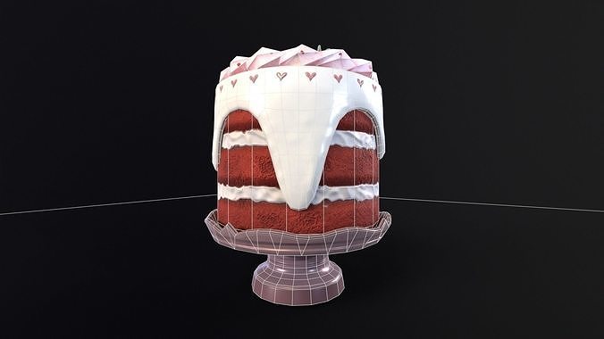 Strawberry Tall Cake  Low-poly 3D model 7