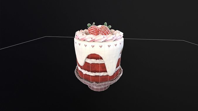 Strawberry Tall Cake  Low-poly 3D model 5