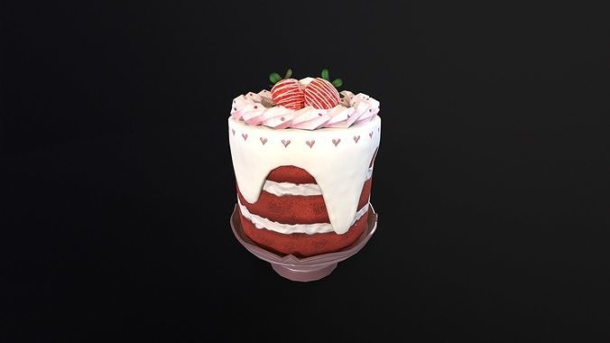 Strawberry Tall Cake  Low-poly 3D model 4