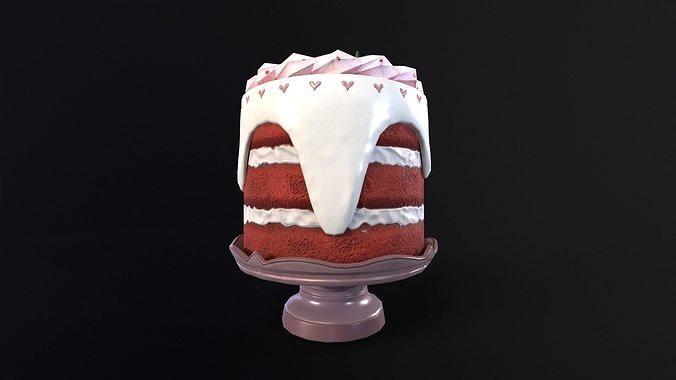 Strawberry Tall Cake  Low-poly 3D model 6