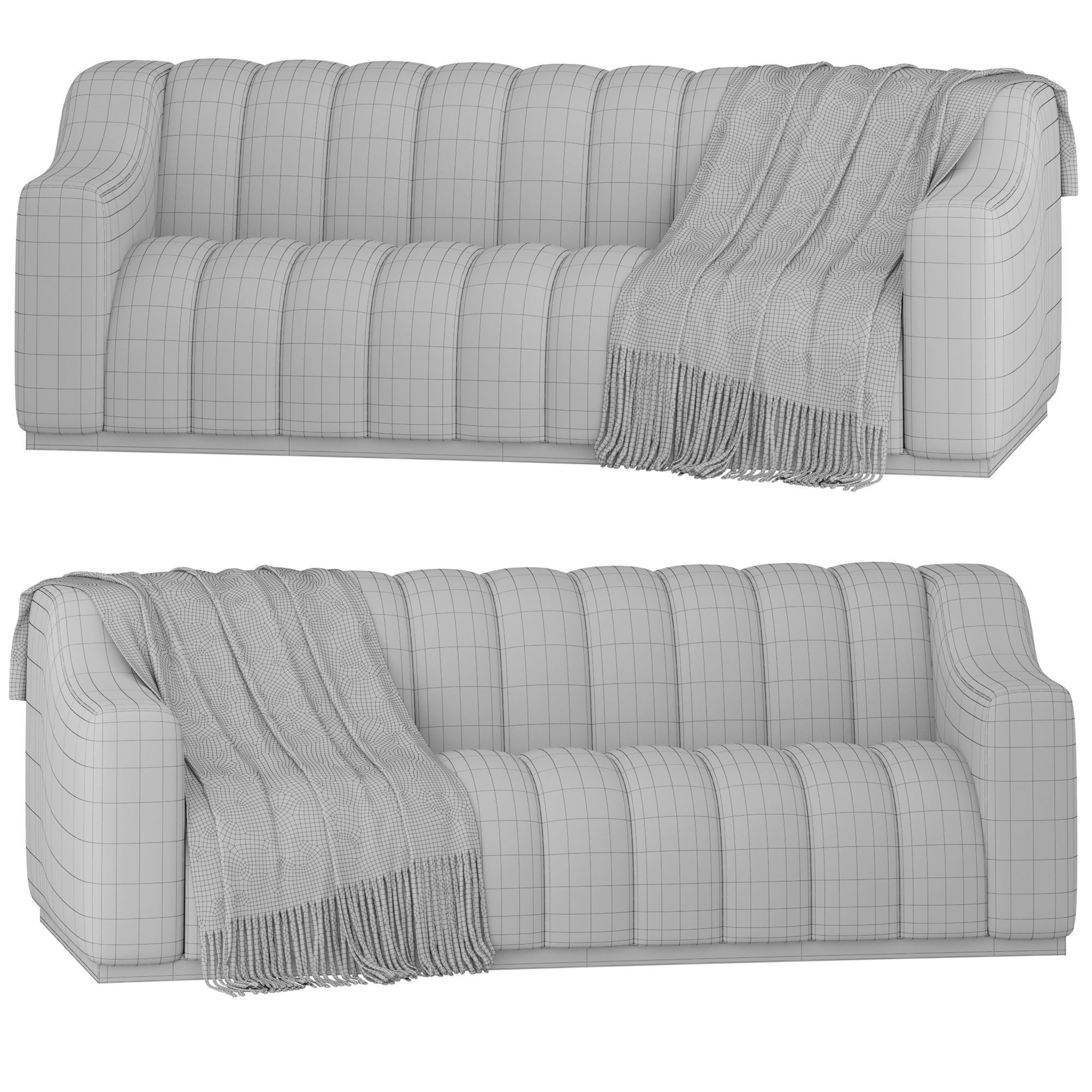 Boucle cream 3 seater sofa by oroa 3D model_2