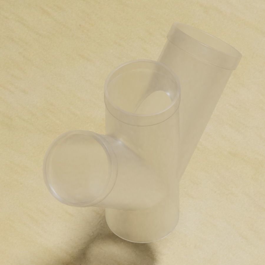 Transparent Fitting Double Y 3D model_1