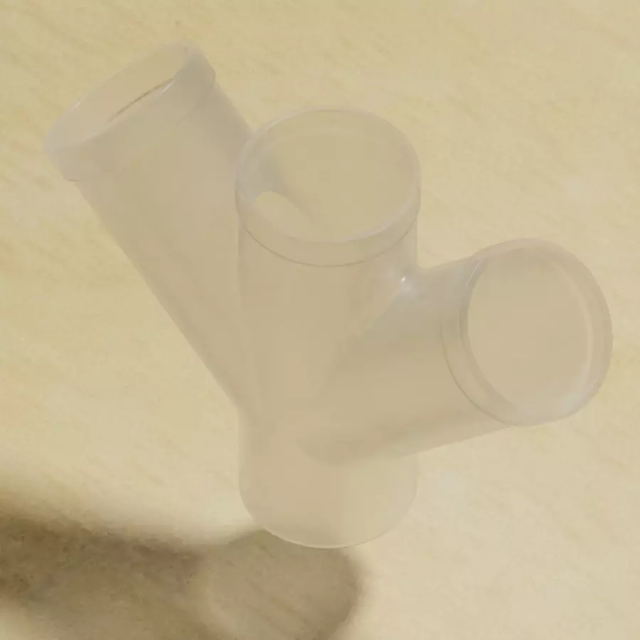 Transparent Fitting Double Y 3D model_0