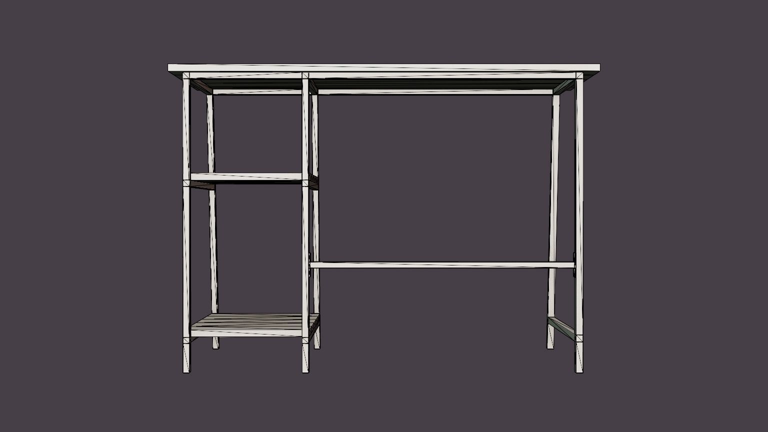 Urban Study Desk Low-poly 3D model_5