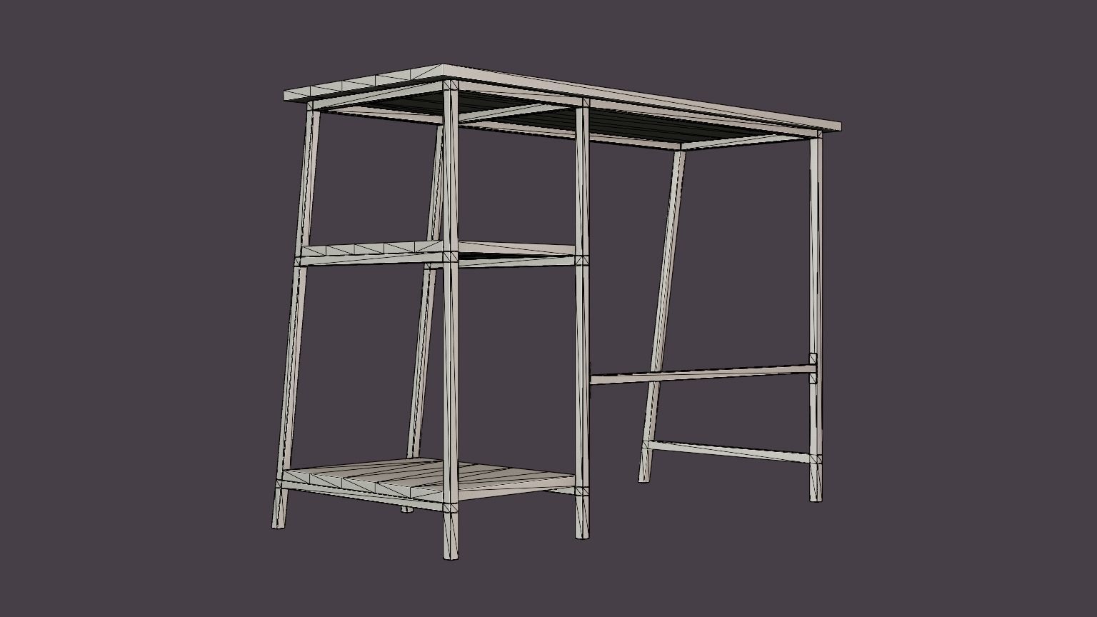 Urban Study Desk Low-poly 3D model_6