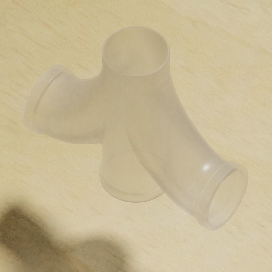 Transparent Fitting Double Bend Y 3D model_2