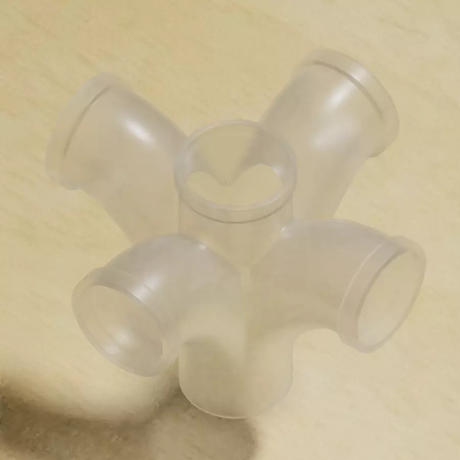 Transparent Fitting Four Double Bend Y 3D model