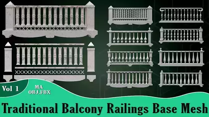 Traditional Balcony Railings Base Mesh Vol 1