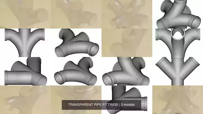 TRANSPARENT PIPE FITTINGS 3D Model Collection