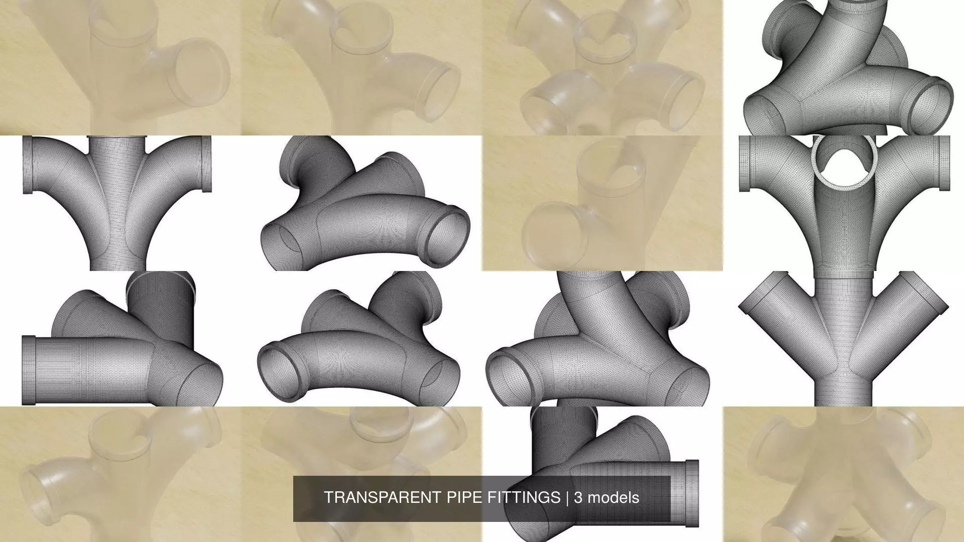 TRANSPARENT PIPE FITTINGS 3D Model Collection_0