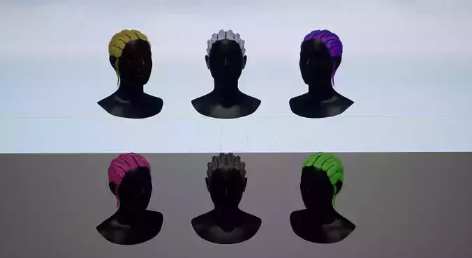 Real-time Hairstyle with 8 braids Low-poly 3D model