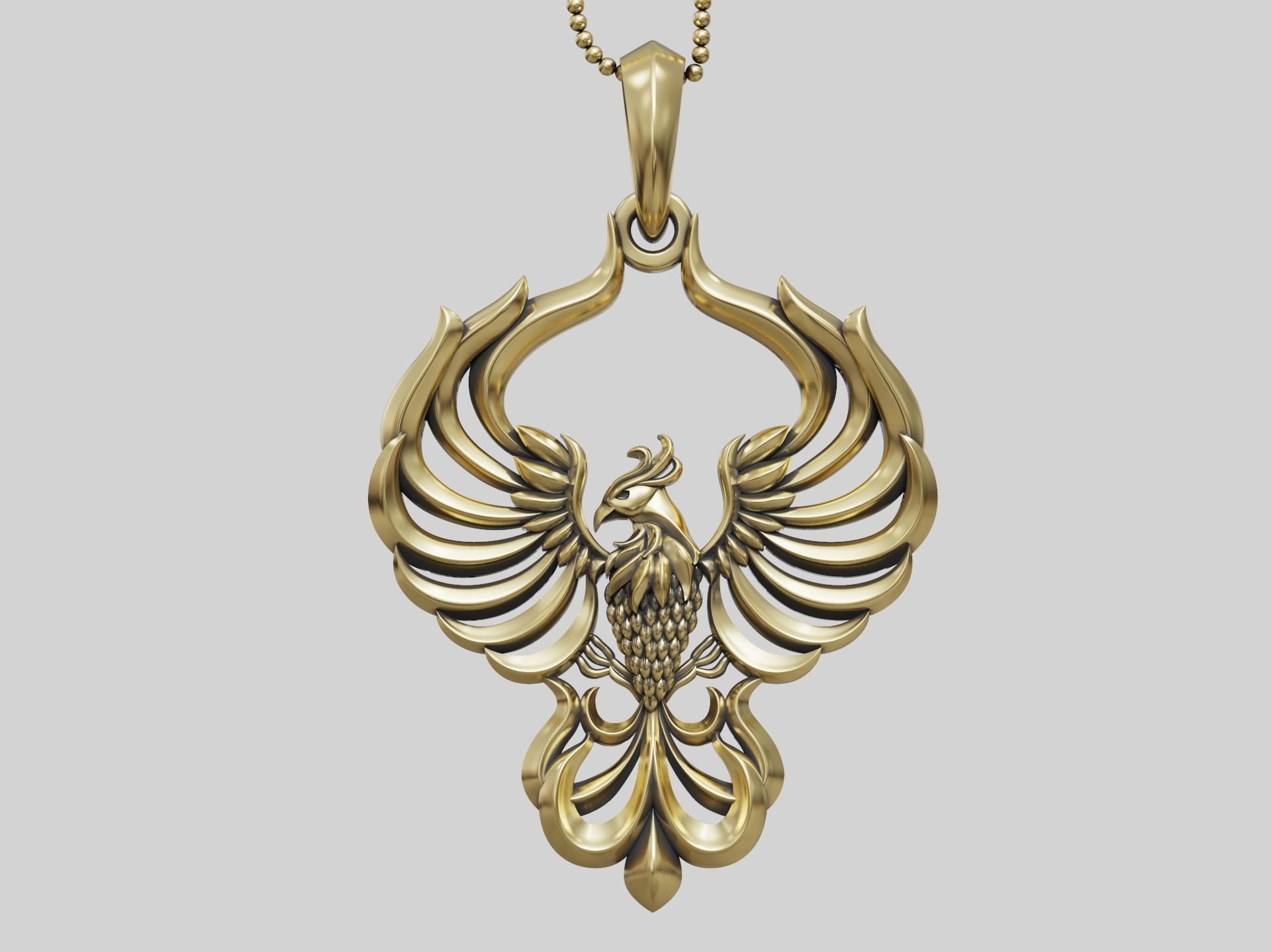 Phoenix bird pendant 3D print model_2