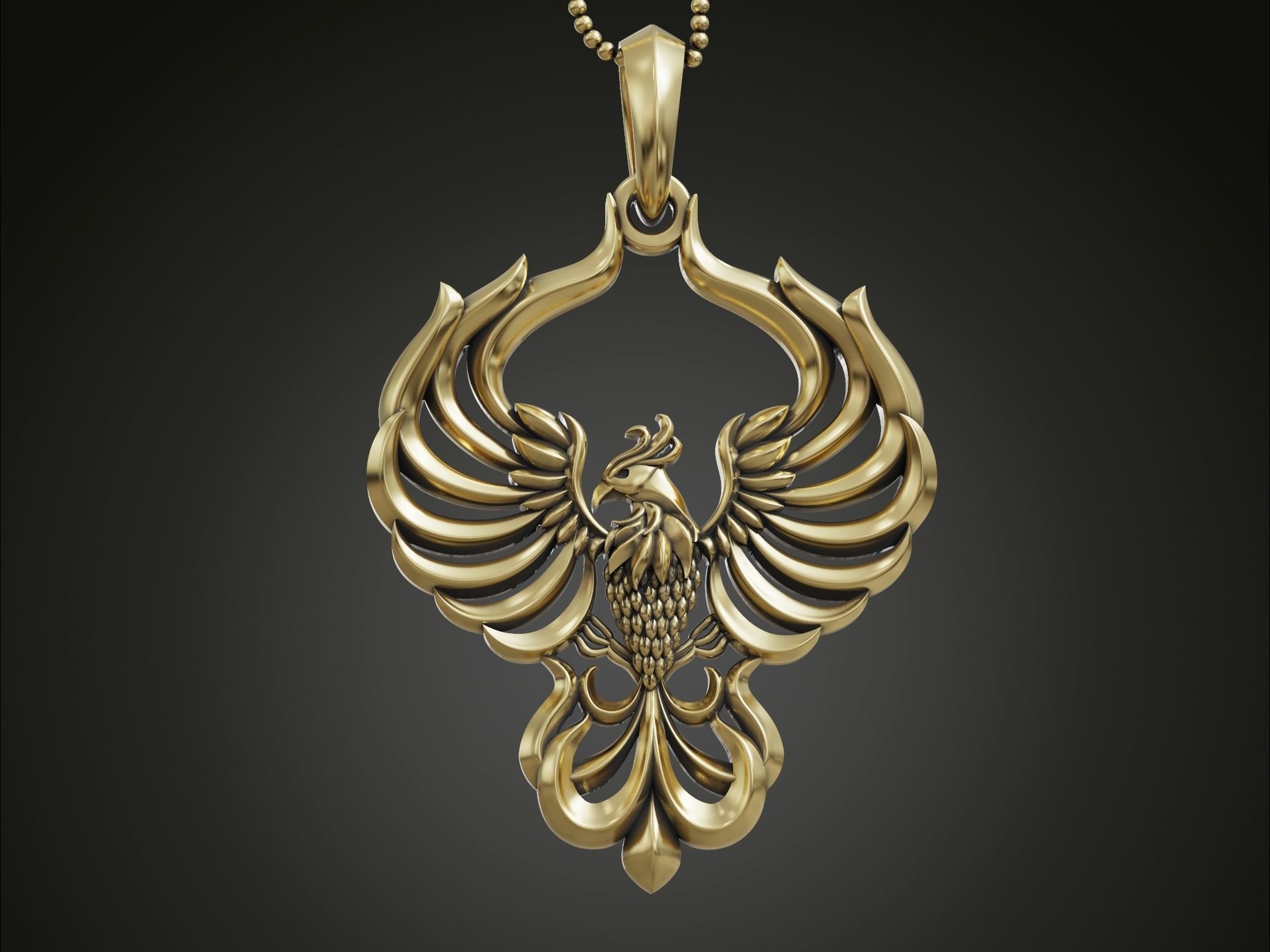 Phoenix bird pendant 3D print model_1