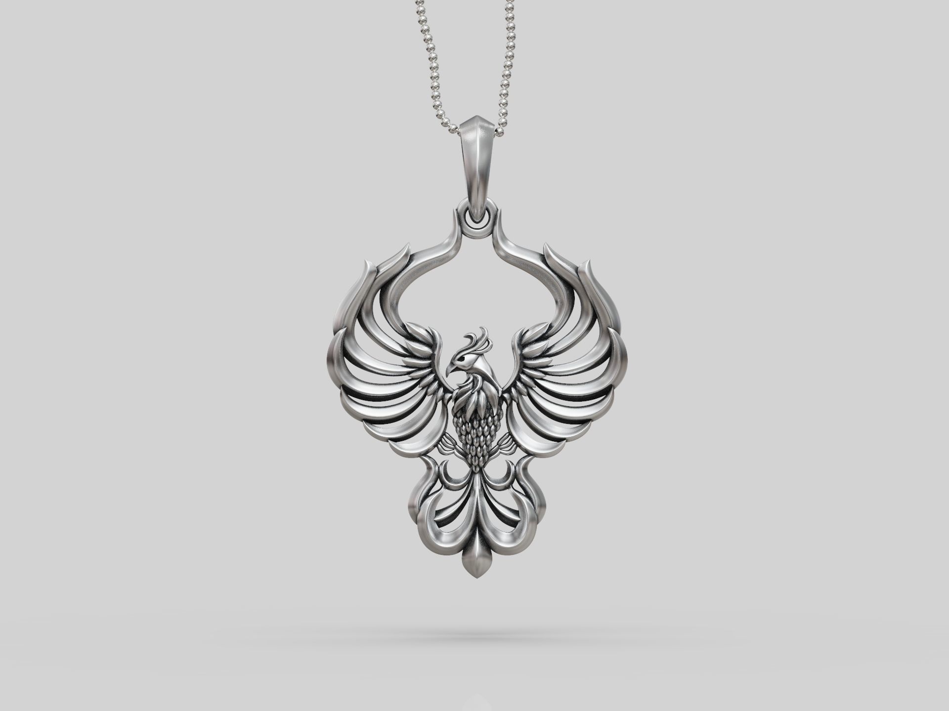 Phoenix bird pendant 3D print model_3