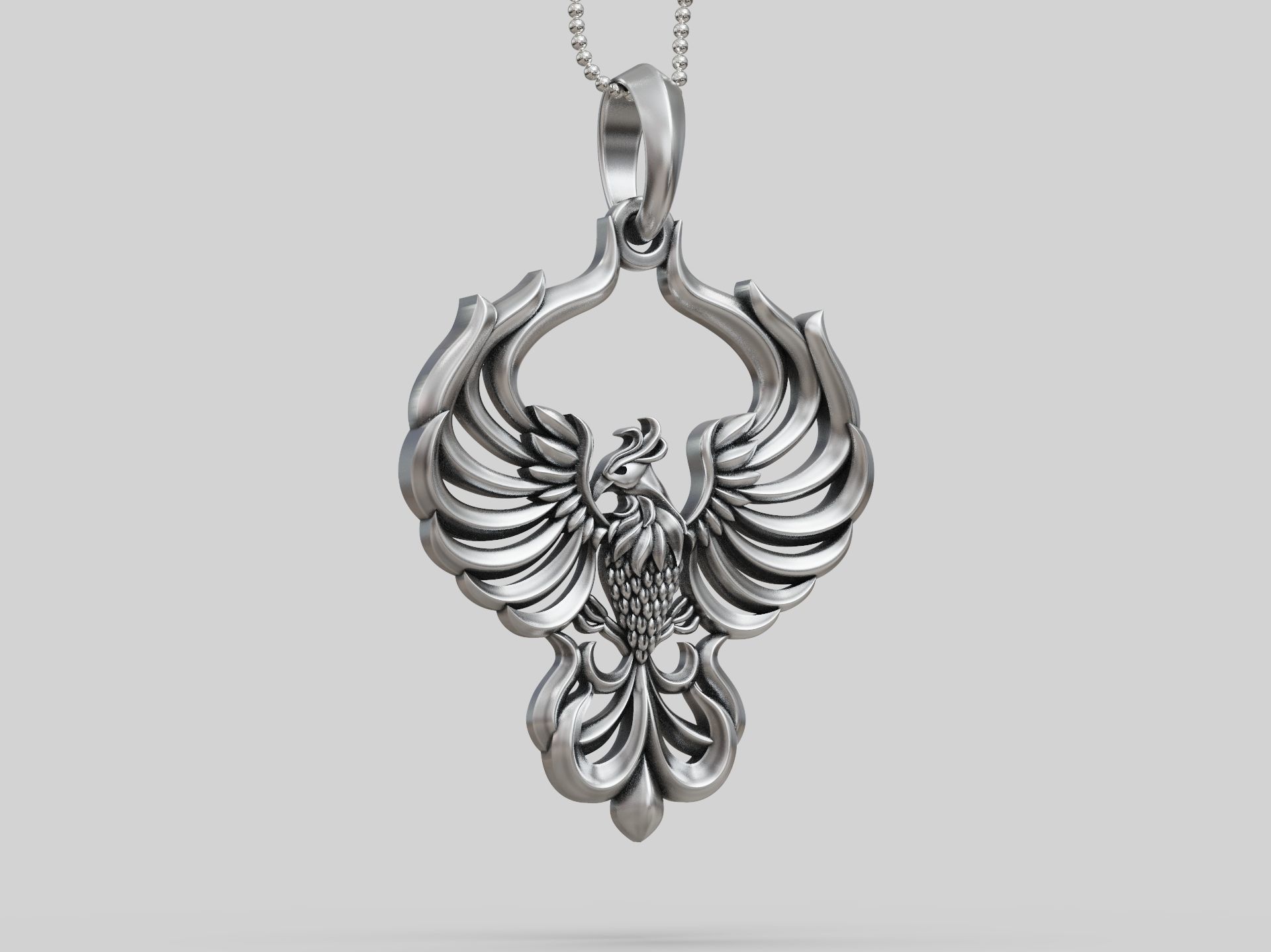 Phoenix bird pendant 3D print model_4
