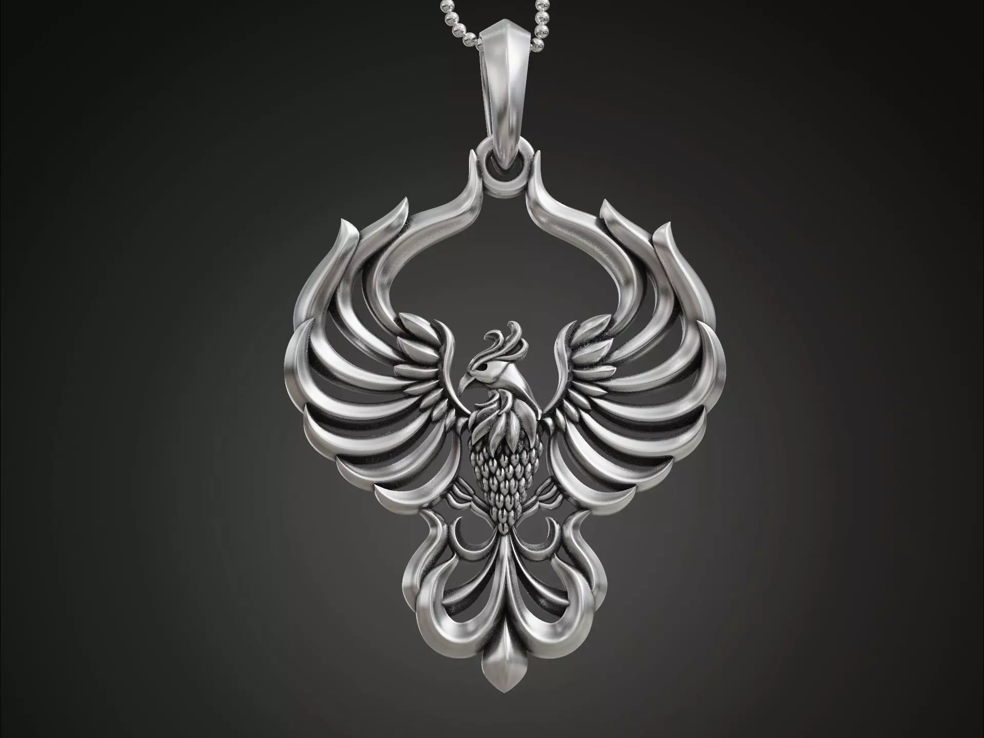 Phoenix bird pendant 3D print model_0