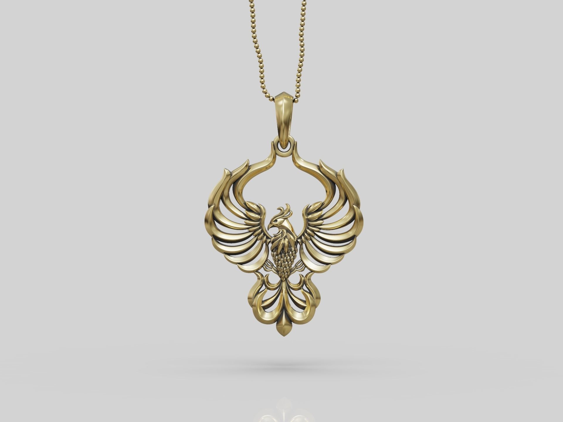Phoenix bird pendant 3D print model_5