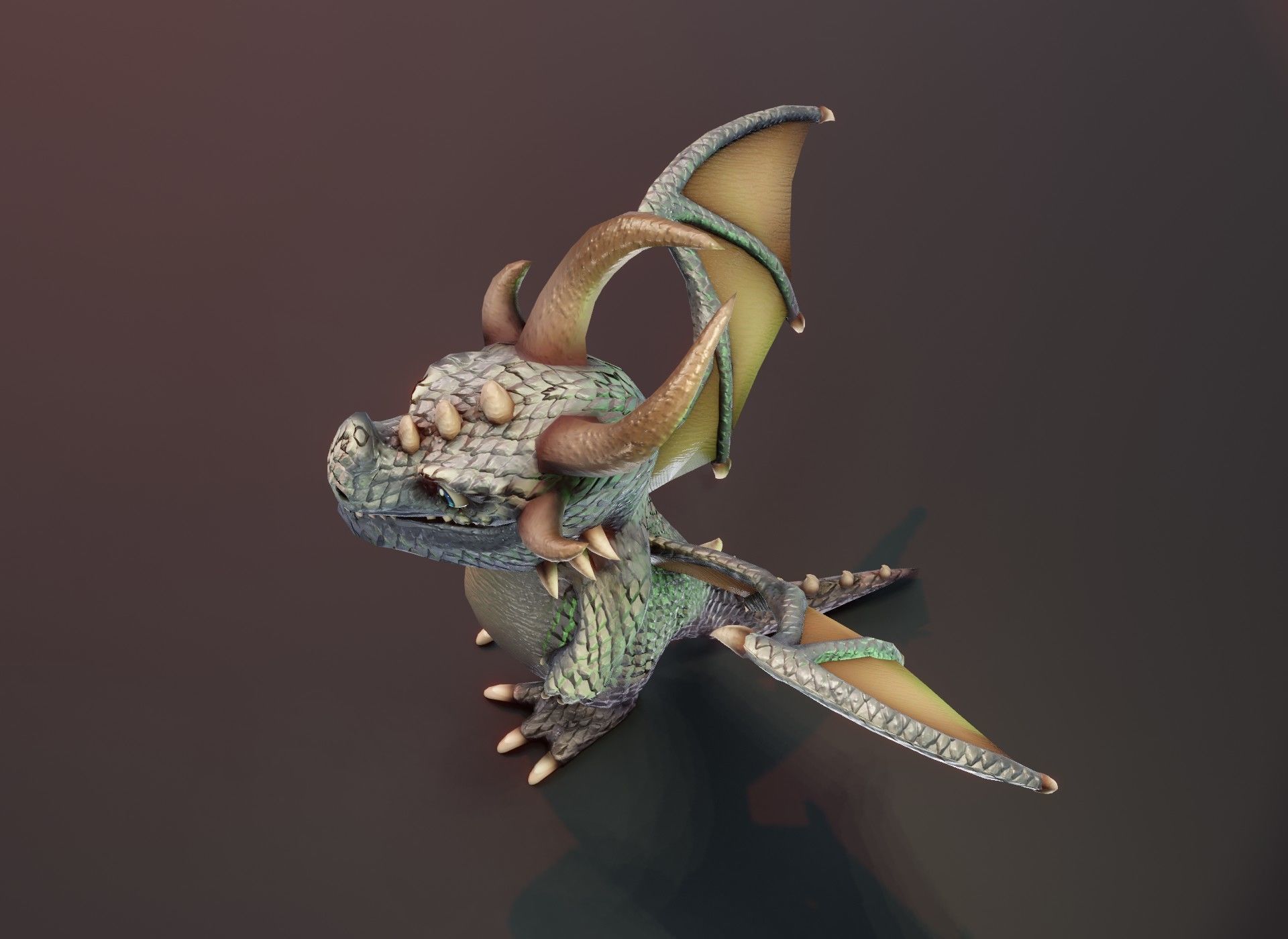 Cartoon Iron Dragon Rigged 3D Model Low-poly 3D model_10