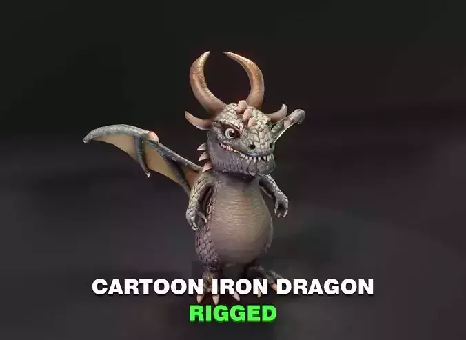 Cartoon Iron Dragon Rigged 3D Model Low-poly 3D model Cartoon Iron Dragon Rigged 3D Model Low-poly 3D model