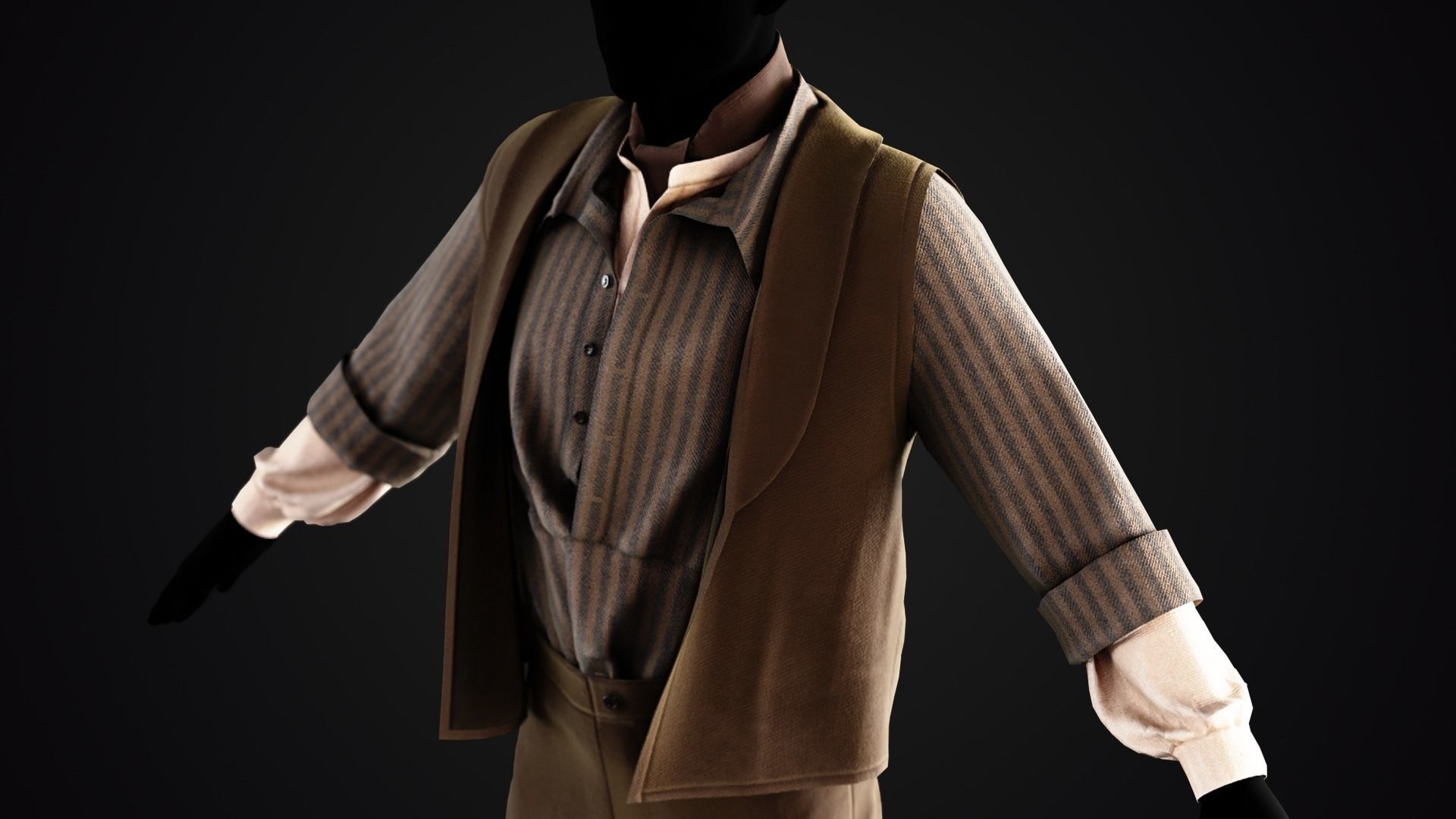 Low Poly Peasant Men Outfit with Free Tutorial Low-poly 3D model_6