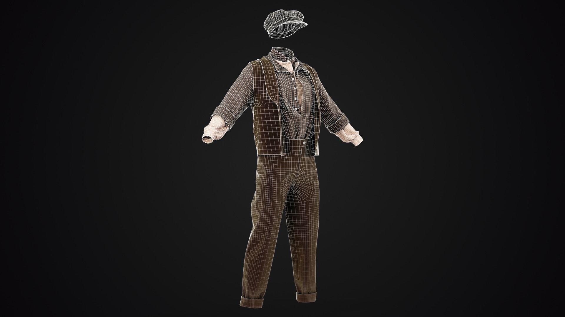 Low Poly Peasant Men Outfit with Free Tutorial Low-poly 3D model_1