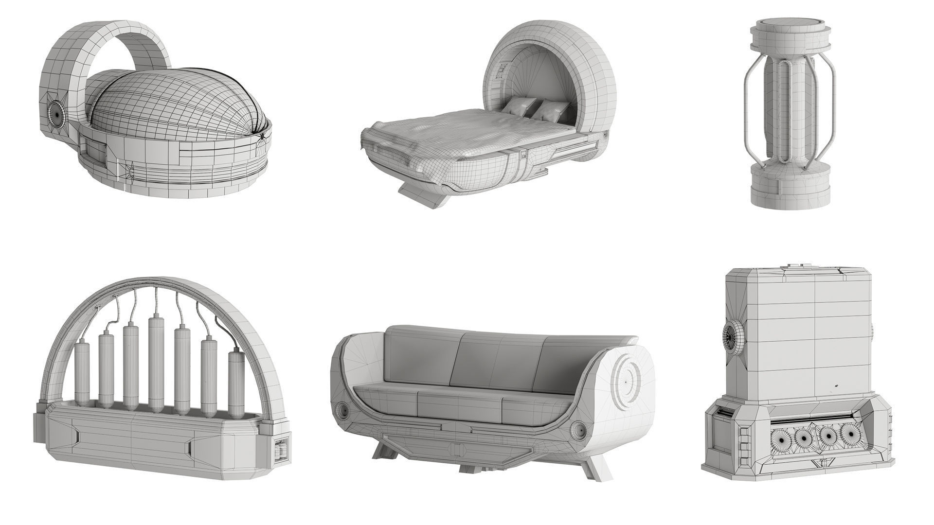 20 Sci-Fi Interior Environment Models Low-poly 3D model_9