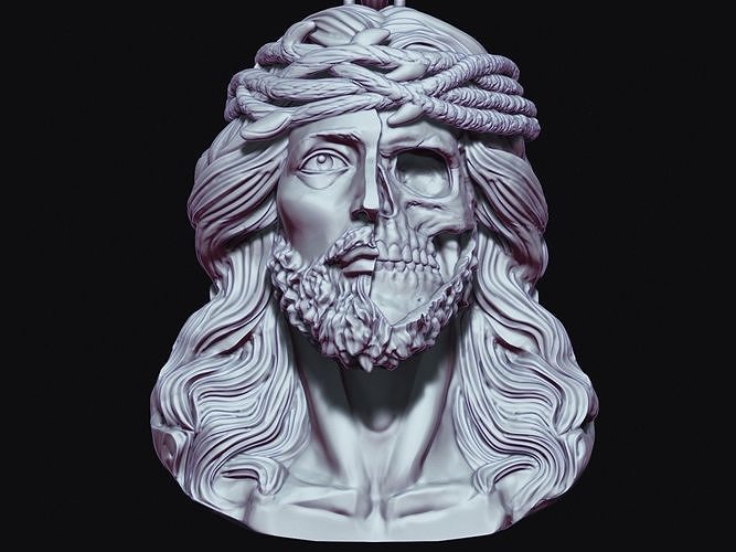 Skull king Jesus pendant silver gold jewelry printable 3D model 3D print model