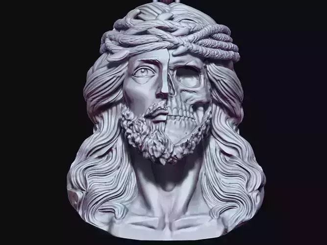 Skull king Jesus pendant silver gold jewelry printable 3D model