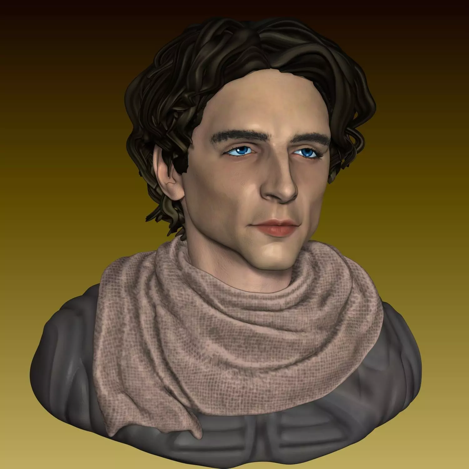 Dune Paul Atreides Timothee Chalamet Head and Bust 3D print model_0