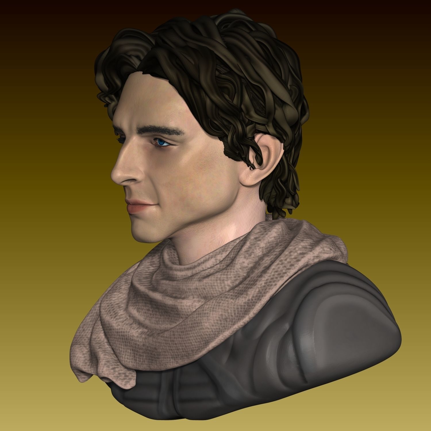 Dune Paul Atreides Timothee Chalamet Head and Bust 3D print model_3