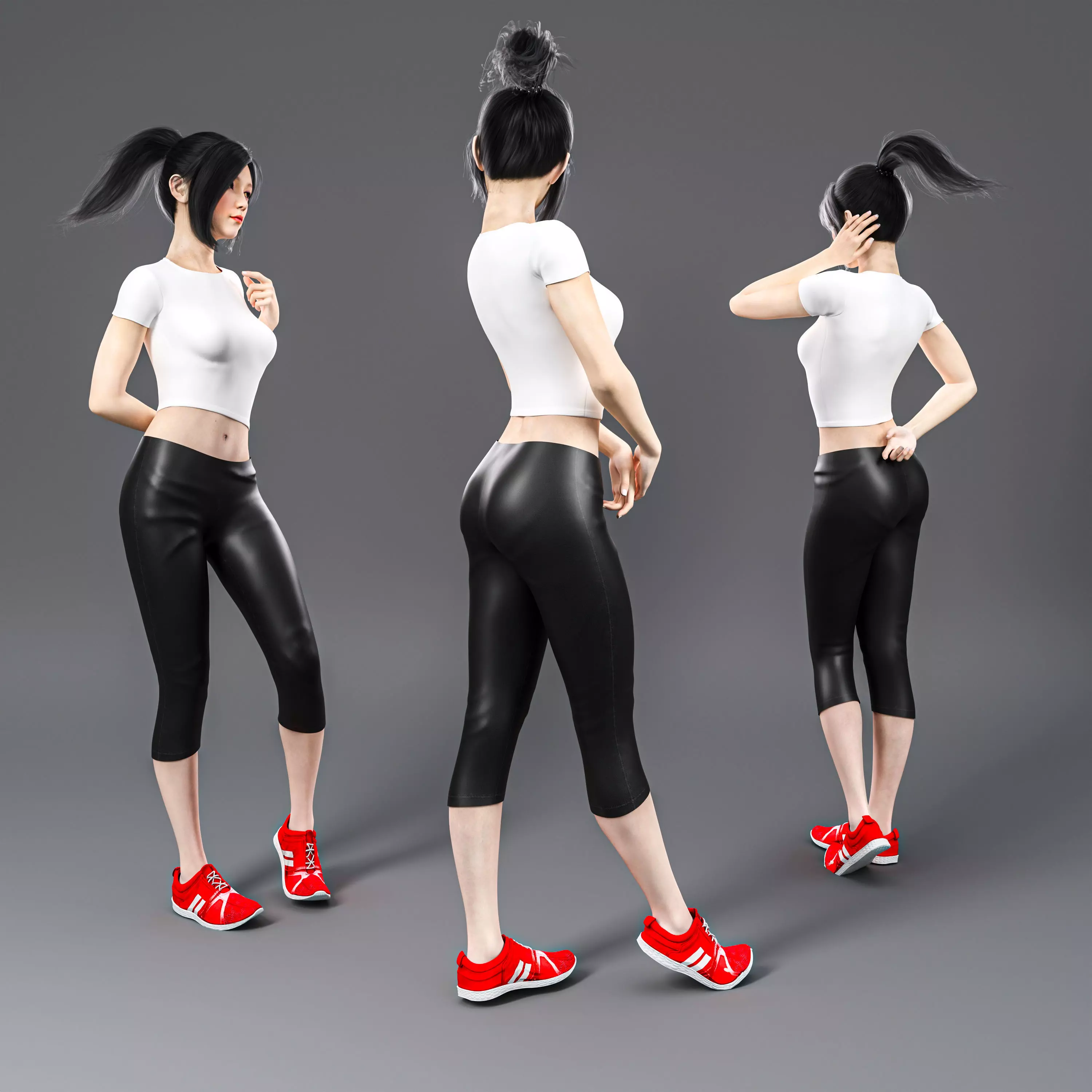 cute girl in poses 001 3D model