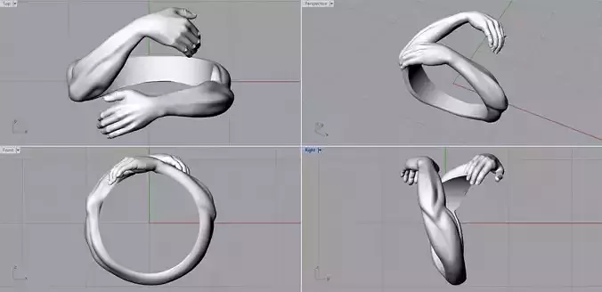 Hugging hands ring