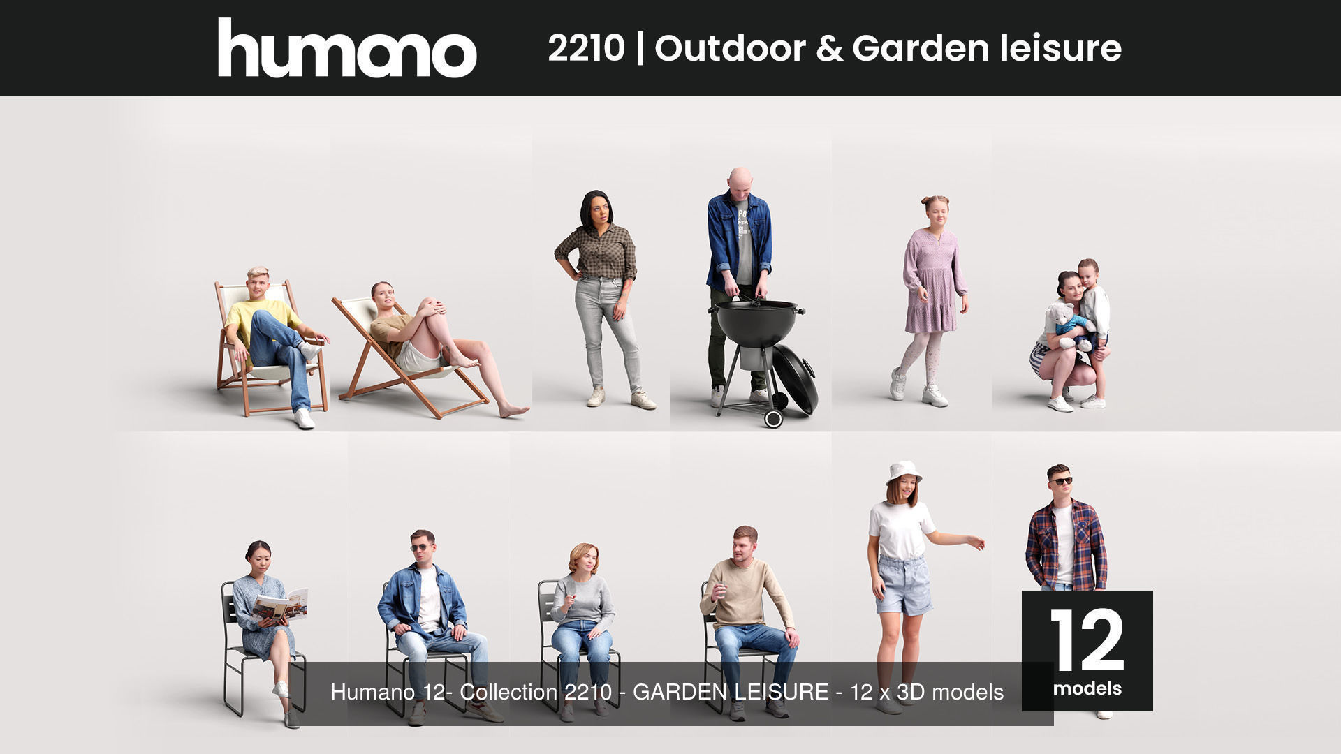 Humano Mega Bundle 02 NEW - 180 POSED MODELS 3D Model Collection_7
